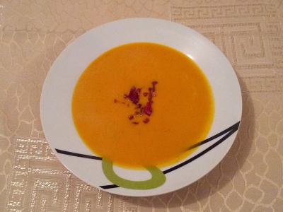 Sütőtök krémleves pirított baconnel